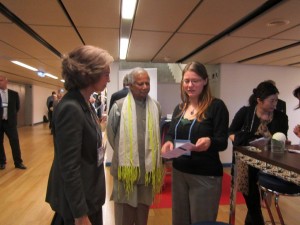 Inge Patsch from Monon with Queen Sophia from Spain and Professor Mohammed Yunus
